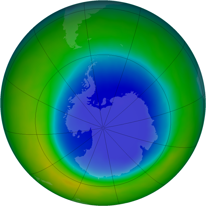 Antarctic ozone map for September 2010